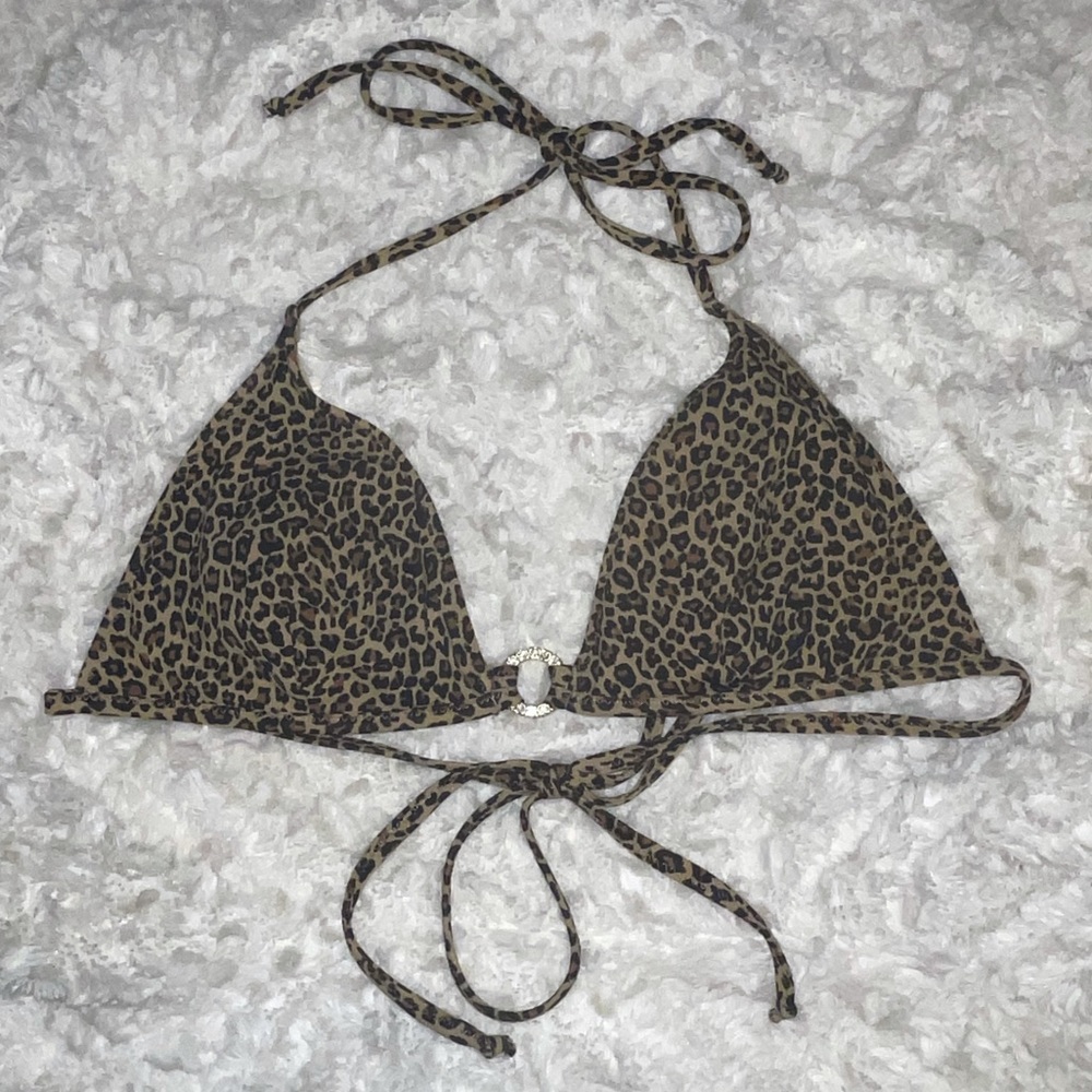 🖤🤎Bikini Top W/ Animal Print🐆& Rhinestones✨